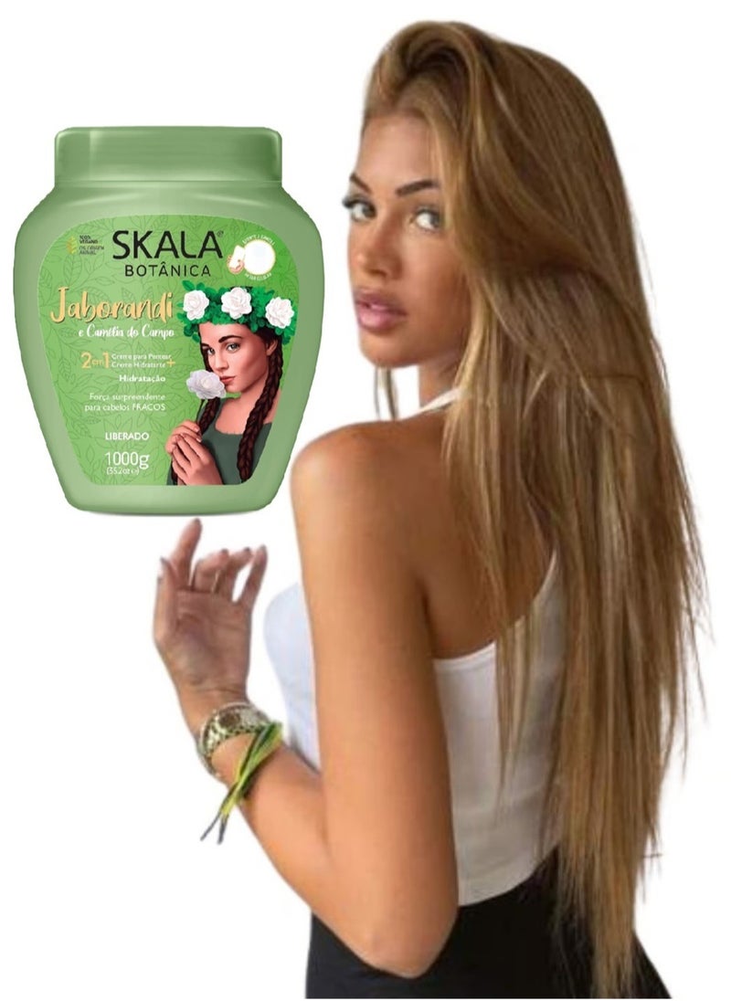 SKALA Skala Botanica 2 in 1 Hair Treatment Cream With Jaborandi and Camellia Do Campo Extracts 100% Vegetarian to Moisturize and Strengthen Hair, Prevent Loss, and Nourish Hair Follicles 1000g (Brazilian)  - Image 4