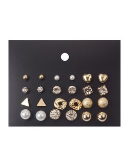 TOVELE5 Hot selling pearl Zircon card earrings set (12 pairs of metal geometric earrings)  - Image 1