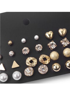 TOVELE5 Hot selling pearl Zircon card earrings set (12 pairs of metal geometric earrings)  - Image 2