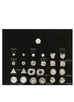 TOVELE5 Hot selling pearl Zircon card earrings set (12 pairs of metal geometric earrings)  - Image 3