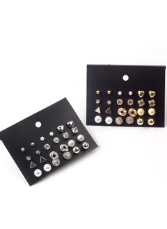 TOVELE5 Hot selling pearl Zircon card earrings set (12 pairs of metal geometric earrings)  - Image 5