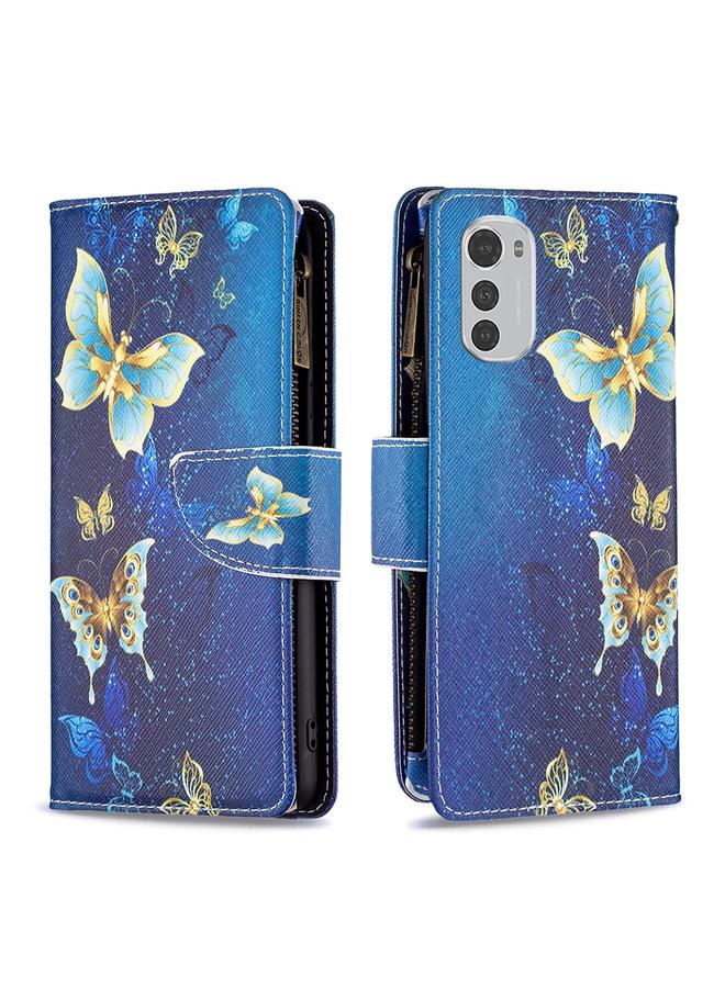 S-TOP Case For Motorola Moto E32 4G Colored Drawing Pattern Zipper Horizontal Flip Phone Leather Case - Image 2