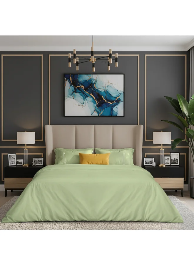 مالبيري ليفينج غطاء لحاف قطن % مقاس كينج - أخضر شاي