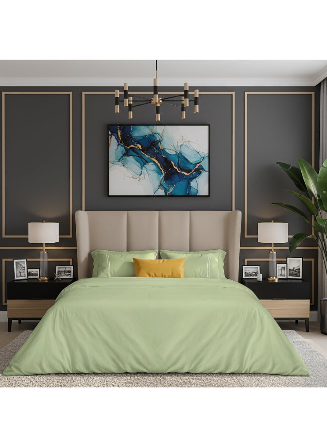 MULBERRY LIVING غطاء لحاف قطن % مقاس كينج - أخضر شاي - Image 1