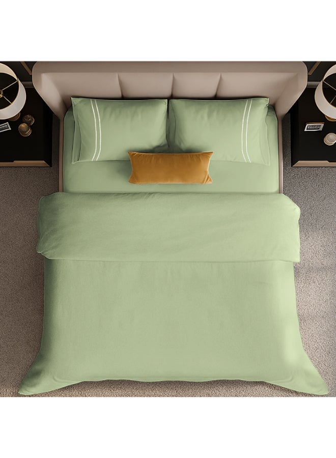 MULBERRY LIVING غطاء لحاف قطن % مقاس كينج - أخضر شاي - Image 4