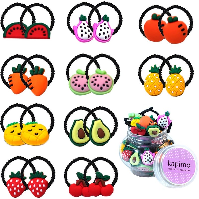 kapimo 26 Pcs Mix Elastic Hair Rubber Bands for Kids Baby Girls Hairband Ties Accessories Cute Fancy Patterns - Image 1