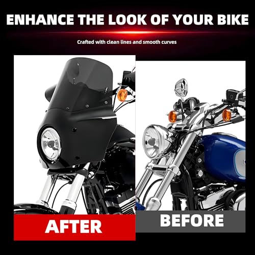 FATECIM Motorcycle 5.75" Headlight Fairing with 11" Smoke Windshield Windscreen & 35-41mm Mounting Hardware For Harley 86-15 Sportster 1200 Iron 883 XL883N Sportster 1100 - Image 4