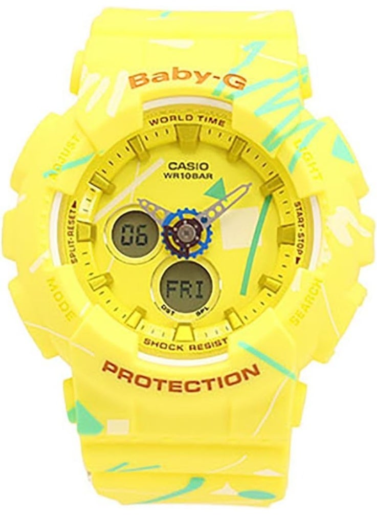 G-SHOCK BABY-G Analog-Digital Watch BA-120SC-9ADR, 44 mm Yellow Dial, Resin Case & Strap, Shock‑Resistant, 100 m WR - Image 2