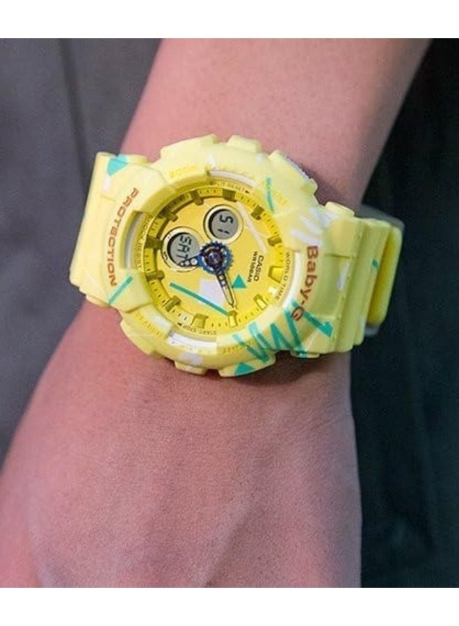 G-SHOCK BABY-G Analog-Digital Watch BA-120SC-9ADR, 44 mm Yellow Dial, Resin Case & Strap, Shock‑Resistant, 100 m WR - Image 1