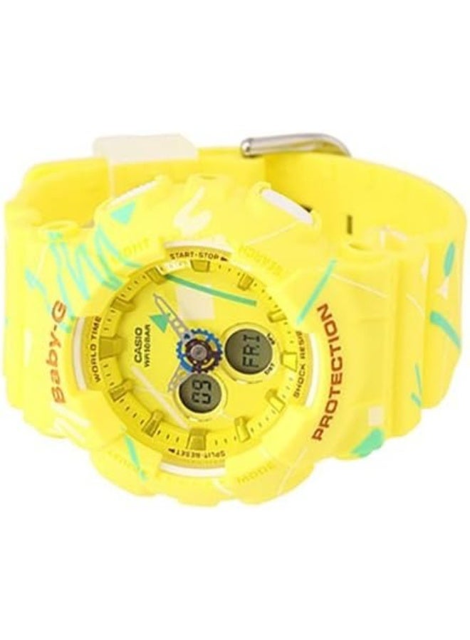 G-SHOCK BABY-G Analog-Digital Watch BA-120SC-9ADR, 44 mm Yellow Dial, Resin Case & Strap, Shock‑Resistant, 100 m WR - Image 3