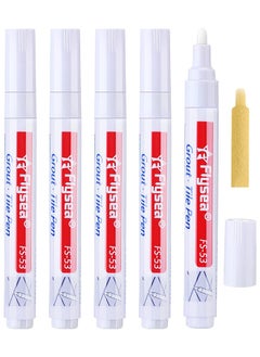 Flysea 5 Pieces Tile Pen Wall Grout Restorer Pen Repair Marker Grout Filler Pen For Restoring Tile Grout Wall Floor Bathrooms And Kitchen (White)  - Image 1