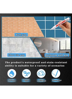Flysea 5 Pieces Tile Pen Wall Grout Restorer Pen Repair Marker Grout Filler Pen For Restoring Tile Grout Wall Floor Bathrooms And Kitchen (White)  - Image 5