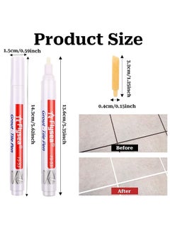 Flysea 5 Pieces Tile Pen Wall Grout Restorer Pen Repair Marker Grout Filler Pen For Restoring Tile Grout Wall Floor Bathrooms And Kitchen (White)  - Image 2
