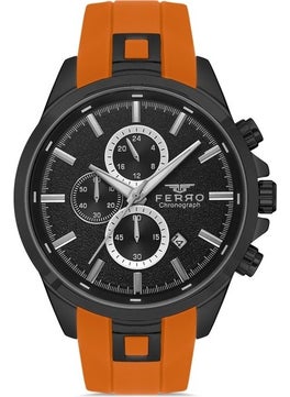 FERRO Quartz Silicone Orange 45 mm Functions Active Men's Wristwatch  - Image 1
