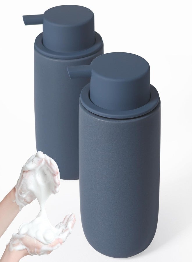 INGOFIN Blue Ceramic Foaming Soap Dispenser Set, 2 Pack (12 oz) - Kitchen & Bathroom - Matte Blue - Image 1