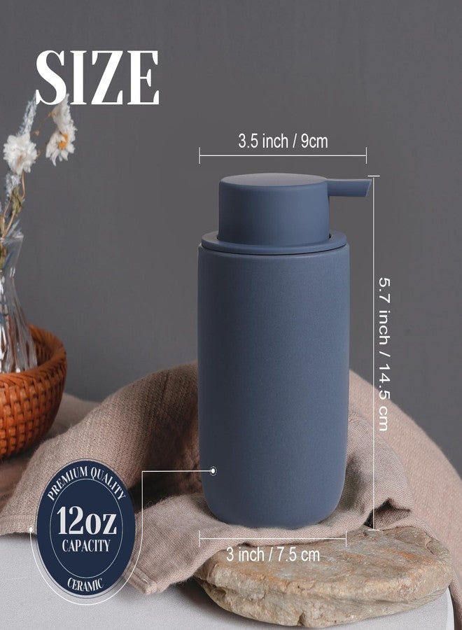 INGOFIN Blue Ceramic Foaming Soap Dispenser Set, 2 Pack (12 oz) - Kitchen & Bathroom - Matte Blue - Image 3