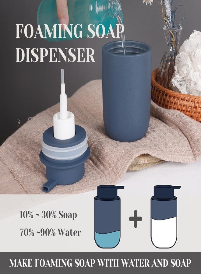 INGOFIN Blue Ceramic Foaming Soap Dispenser Set, 2 Pack (12 oz) - Kitchen & Bathroom - Matte Blue - Image 4