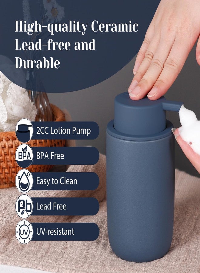 INGOFIN Blue Ceramic Foaming Soap Dispenser Set, 2 Pack (12 oz) - Kitchen & Bathroom - Matte Blue - Image 5