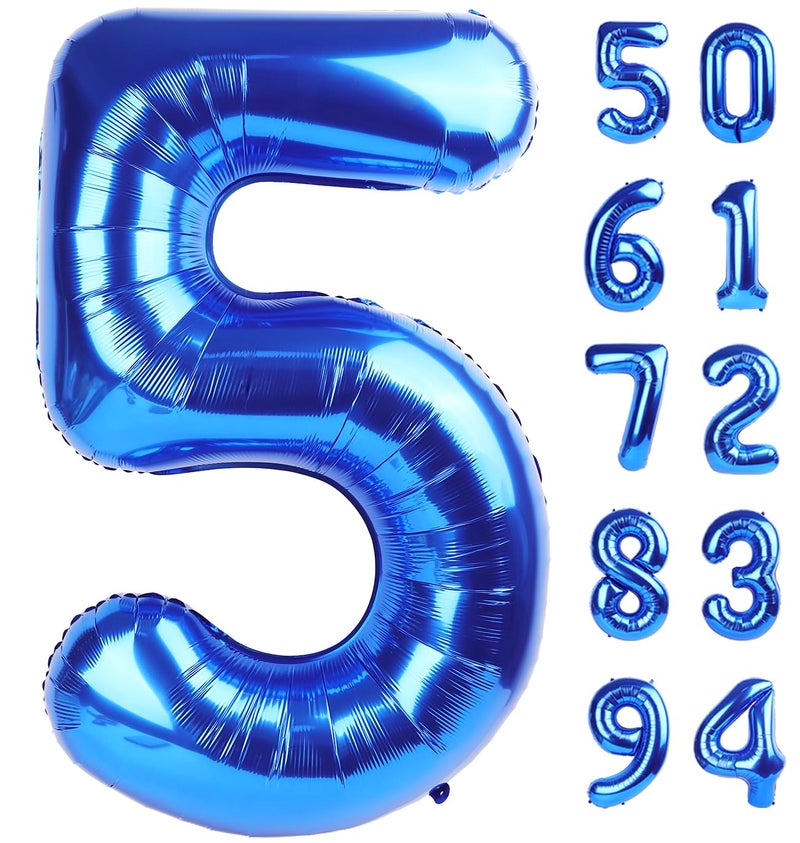 IWERP Navy Blue 5 Balloon, Number Balloon 40 Inch, Blue Party Supplies, 5th Birthday Balloon Decorations, 5 Number Balloons, Number 5 Balloon - Image 1
