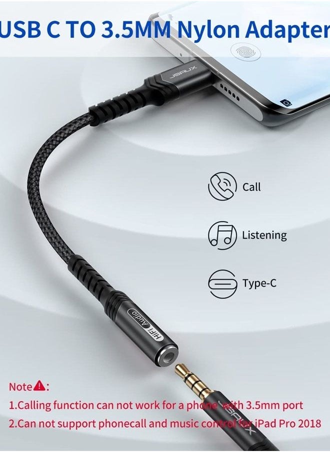 JSAUX - 2-Pack USB C to 3.5mm Audio Headphone Adapter, Type C to Aux Jack Adapter Right Angle Dongle with DAC Chip Compatible with Samsung S22 S21 S20 Plus Ultra, Pixel, OnePlus, iPad Pro etc -Black - Image 1