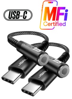JSAUX 2-Pack USB C to 3.5mm Audio Headphone Adapter, Type C to Aux Jack Adapter Right Angle Dongle with DAC Chip Compatible with Samsung S22 S21 S20 Plus Ultra, Pixel, OnePlus, iPad Pro etc -Black  - Image 1