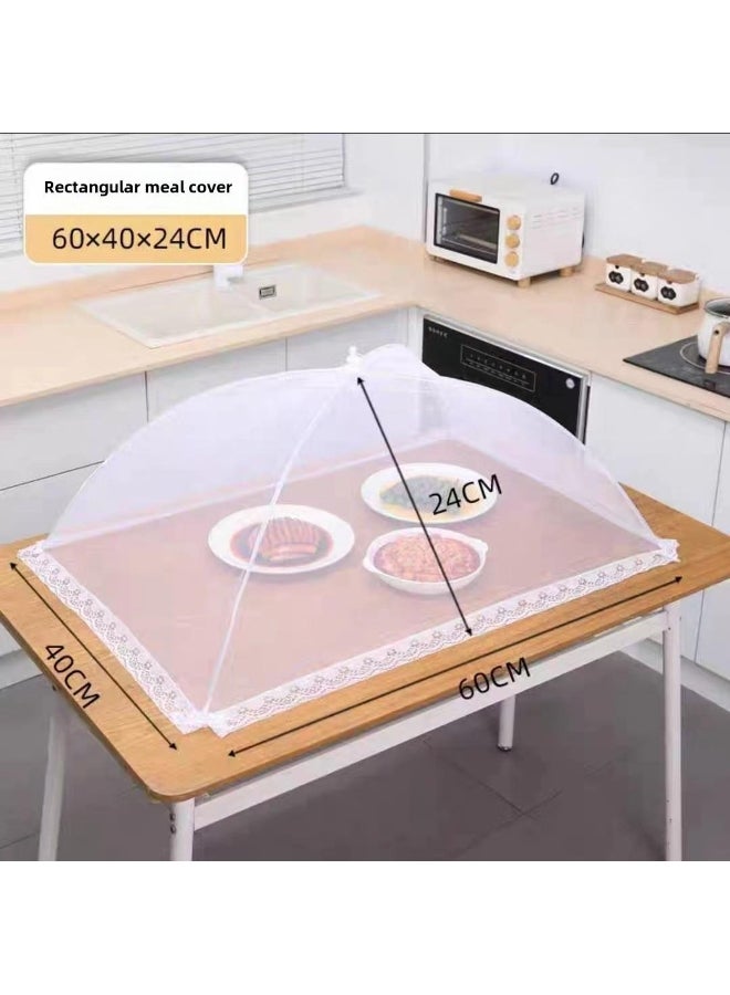 Large Pop-Up White Mesh Food Cover Tent - Foldable, Washable, Transparent Mesh, Ideal for Outdoor Picnics, BBQs, & Parties, Protects from Insects 