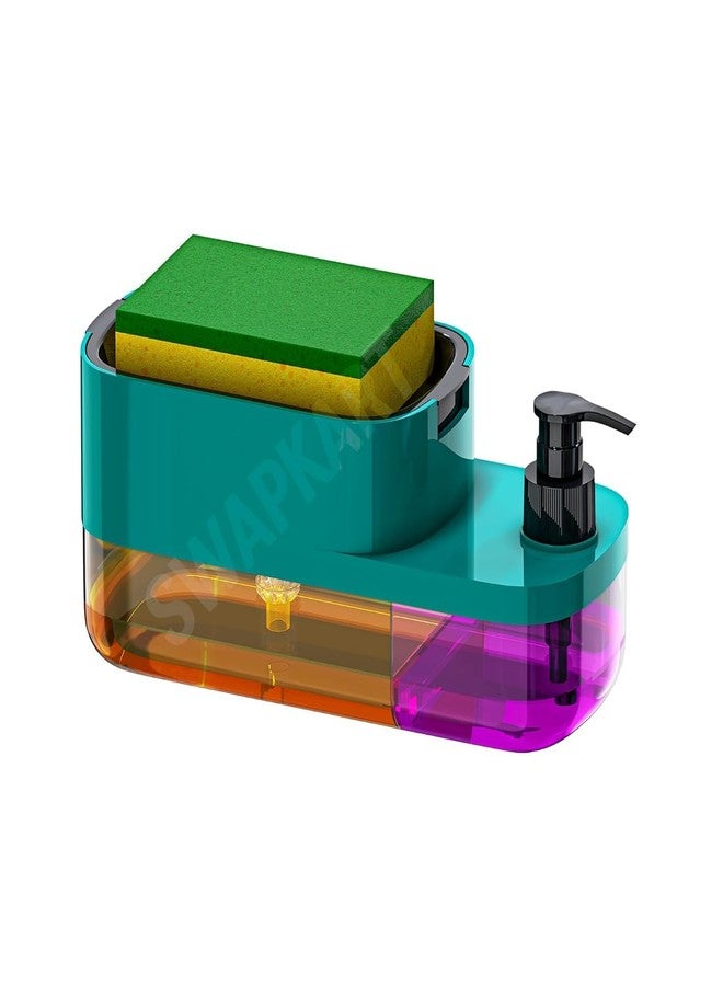 MSA 3 in 1 Soap Pump Dispenser with Sponge Holder | Liquid Dish Soap Dispenser for Kitchen Sink | Compact Countertop Soap Pump for Kitchen & Bathroom - Image 1