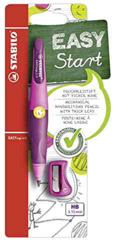 STABILO Ergonomic Mechanical Pencil EASYergo 3.15 - Left-Handed - Pink/Lilac + Sharpener - Image 1