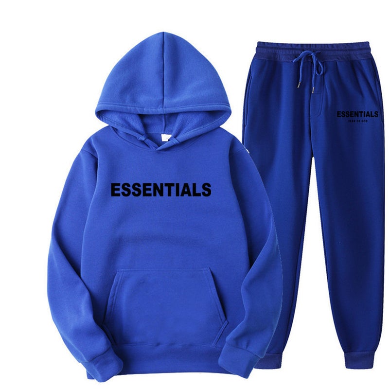 Men's Fleece-Lined Hooded Tracksuit Set Long Sleeve Casual Winter Sweatsuit