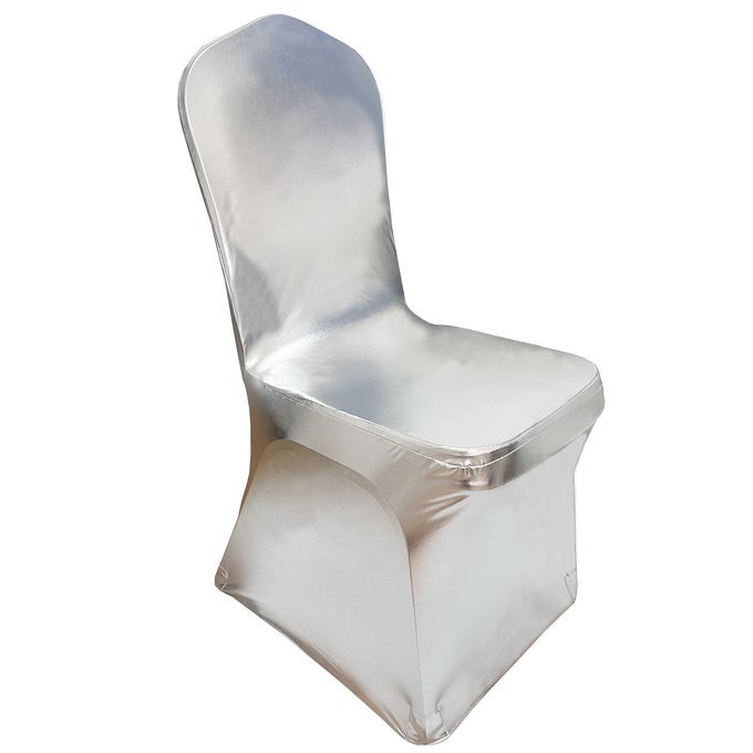 Stretch Dining Chair Cover for Wedding Banquet Party Dining Room Shiny Silver