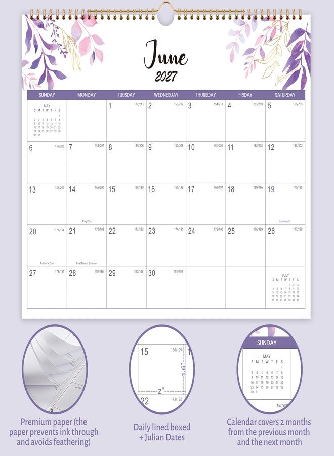 Feteulo Calendar 2026-2027 - Wall Calendar 2026-2027-, 18 Month Calendar from Jul. 2026 -Dec. 2027, 14.6" x 11.4", Twin-Wire Binding, Hanging Hook, Holidays, Julian Dates, Thick Paper - Image 4