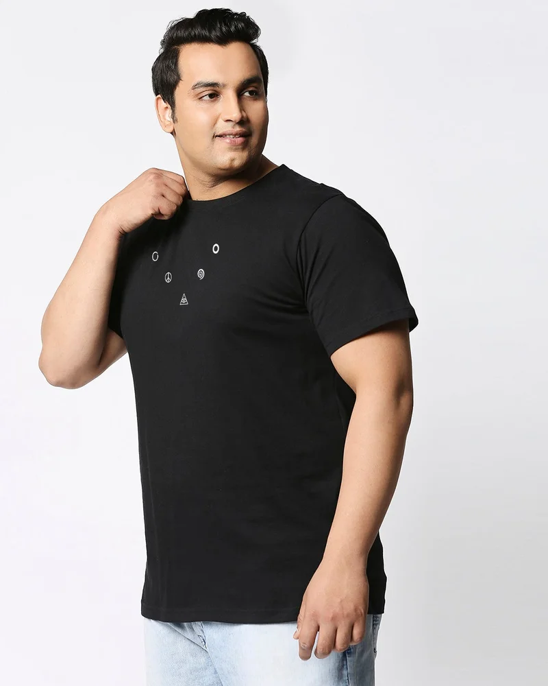 Bewakoof  Men's Black Hope Street Graphic Printed Plus Size T-shirt for Men | Best Price UAE