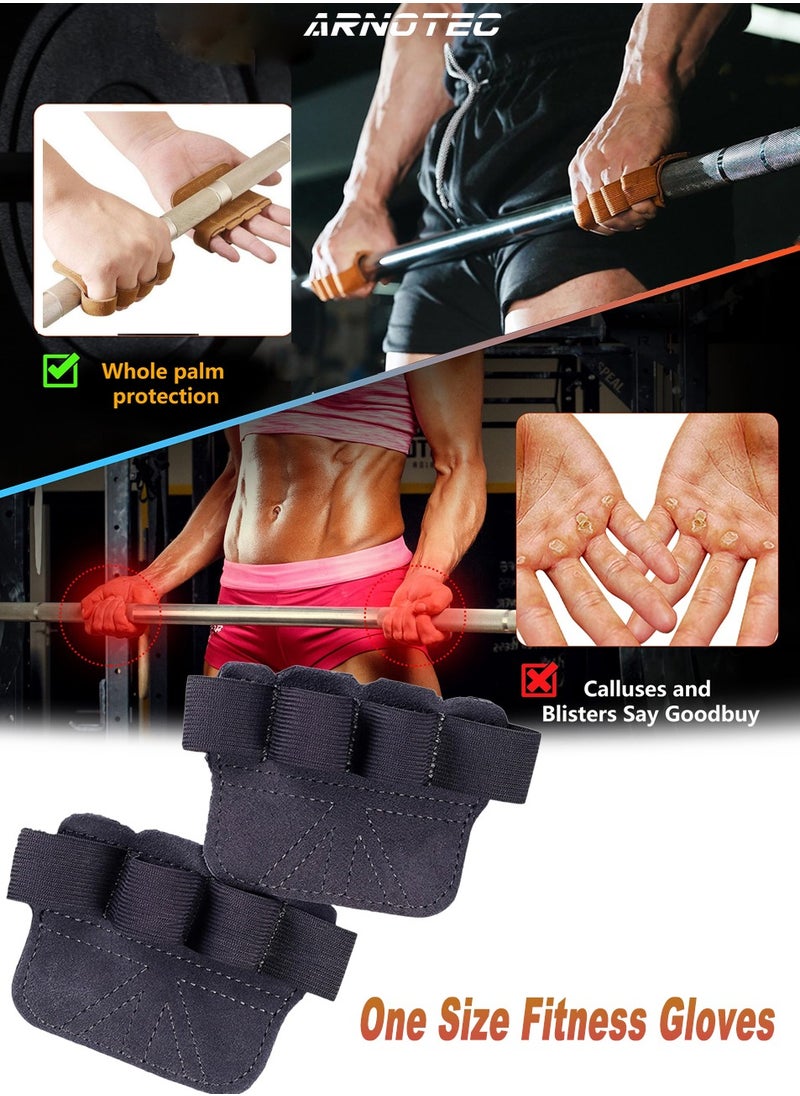 ARNOTEC - Gym gloves One size thickened cowhide unisex fitness gloves, non-slip half finger, wrist guard equipment horizontal bar exercise anti-callus gloves four finger gloves - Image 1