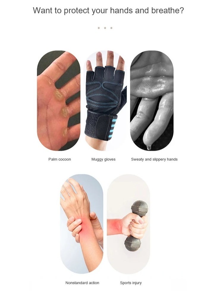ARNOTEC - Gym gloves One size thickened cowhide unisex fitness gloves, non-slip half finger, wrist guard equipment horizontal bar exercise anti-callus gloves four finger gloves - Image 1