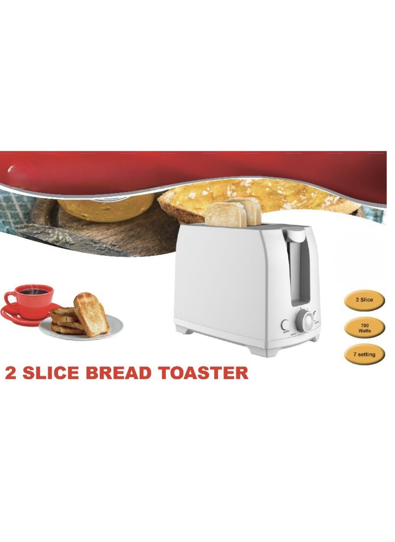 Generic 2-Slice Toaster White Stainless Steel – Compact Bread Toaster with Adjustable Browning Control, Wide Slots, Defrost, Reheat & Cancel Functions  - Image 2