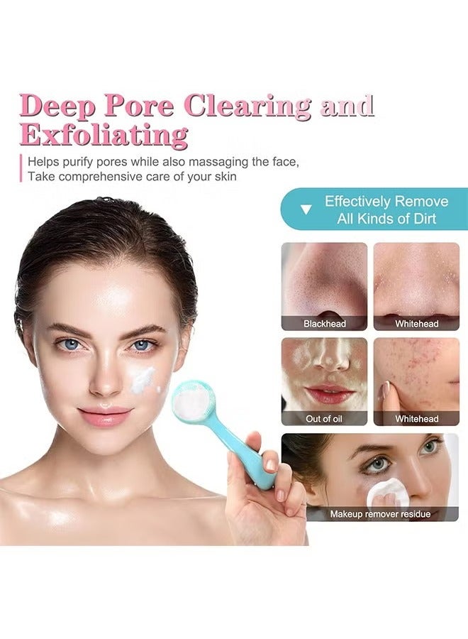 2pcs Silicone Facial Cleansing Brush, Manual Cleansing Brush with Skin Friendly Soft Bristles, Makeup Remover for Blackheads and Whiteheads Exfoliating Waterproof Skin Care Massage - Image 3