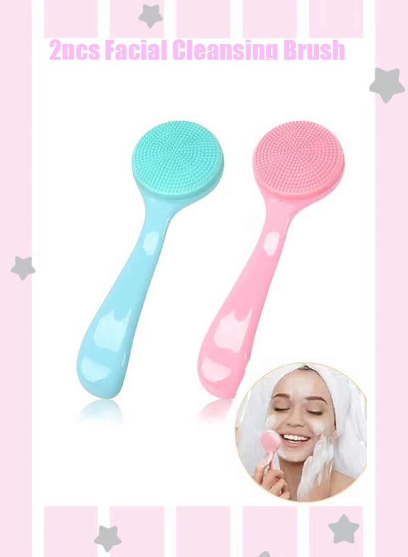 2pcs Silicone Facial Cleansing Brush, Manual Cleansing Brush with Skin Friendly Soft Bristles, Makeup Remover for Blackheads and Whiteheads Exfoliating Waterproof Skin Care Massage - Image 1