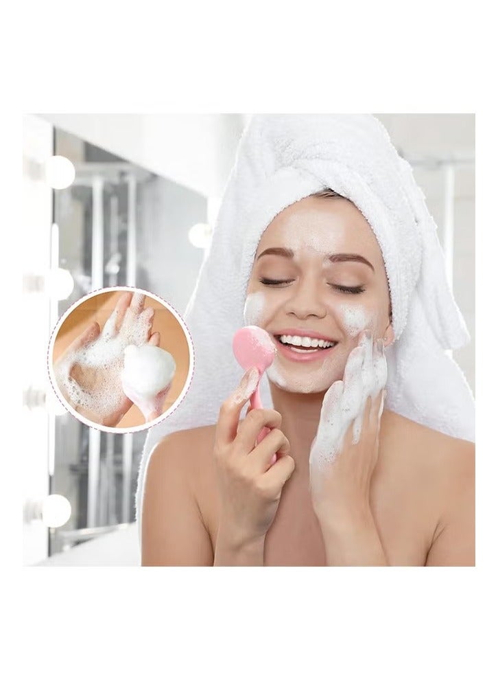 2pcs Silicone Facial Cleansing Brush, Manual Cleansing Brush with Skin Friendly Soft Bristles, Makeup Remover for Blackheads and Whiteheads Exfoliating Waterproof Skin Care Massage - Image 4