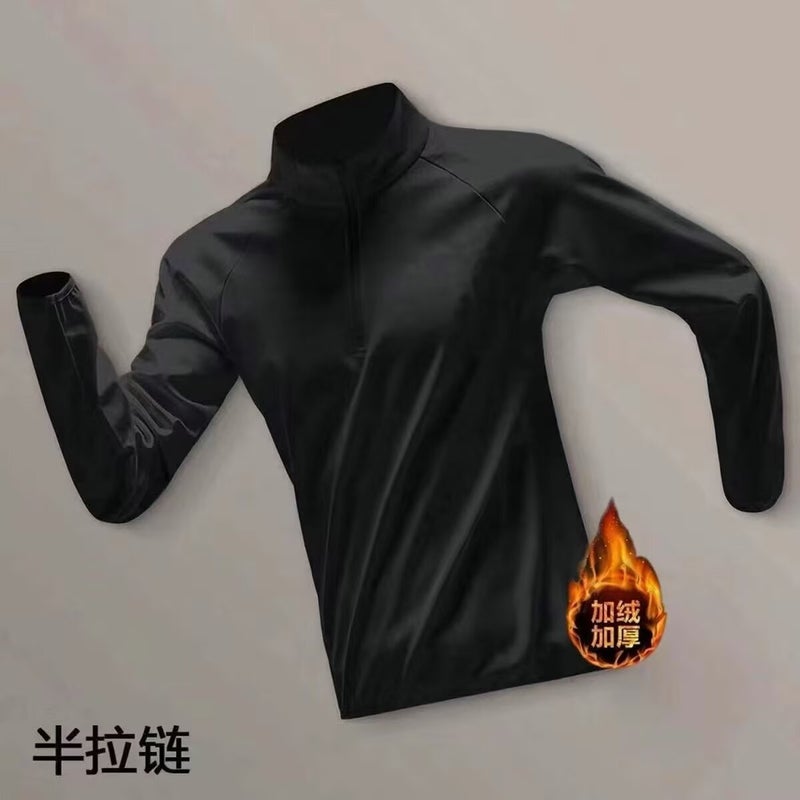 Fitness Clothes Boys Quick-Drying Training Loose Vertical Collar Long-Sleeved T-Shirt Half-Zipper Running Top New Trendy Sportswear - Image 1