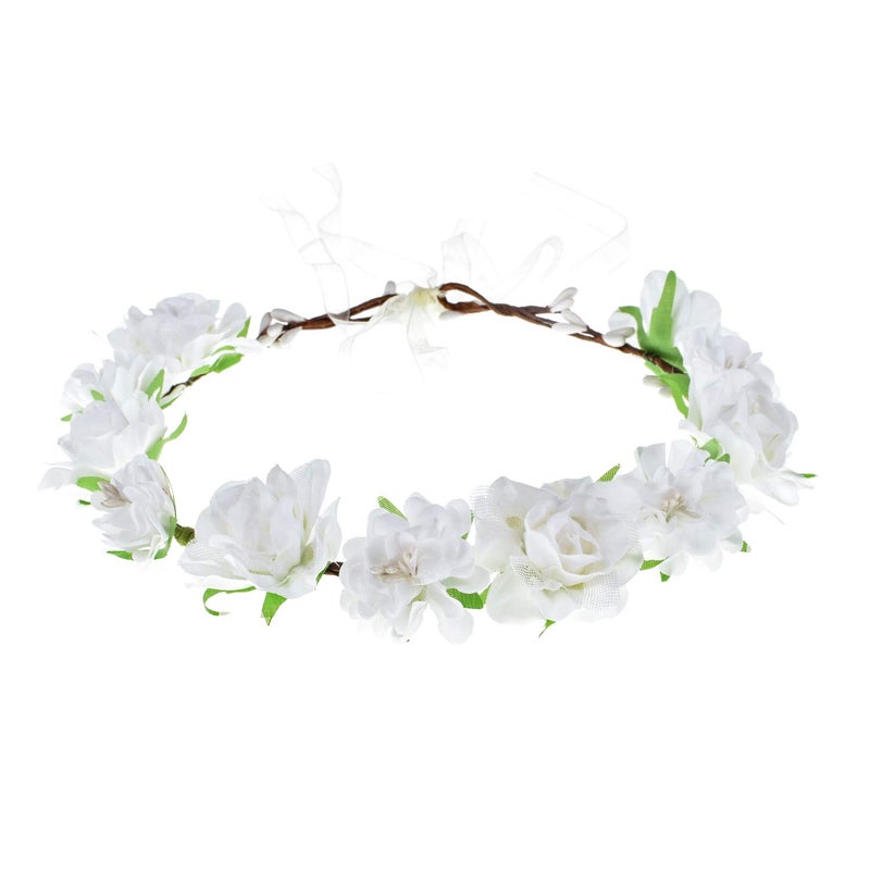 Love Sweety Delicate Dew Women Flower Headband Bridal Floral Crown Wreath Girls BOHO Garland HaloWhite