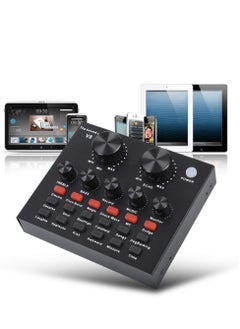 V8-Live Sound Card, Audio Mixer with Sound Card, USB External V8 Karaoke Recording Mobile Audio Mixer, Suitable for Live Streaming, Podcast Recording, Gaming, K Songs, Voice Chatting