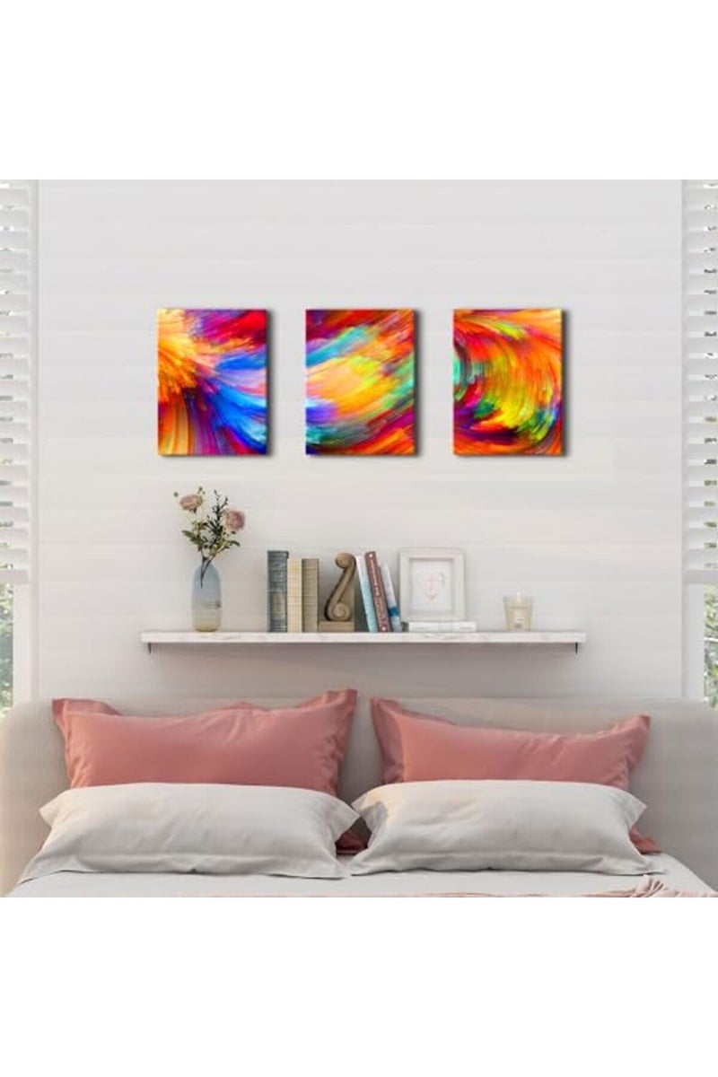 AREBOLO Colorful Abstract Wall Art Framed for Living Room Set of 3 - Image 4
