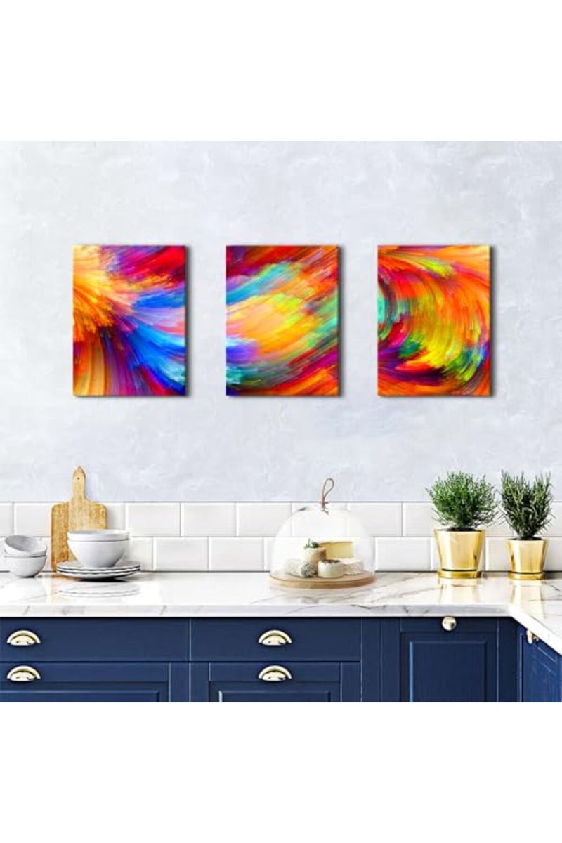 AREBOLO Colorful Abstract Wall Art Framed for Living Room Set of 3 - Image 2