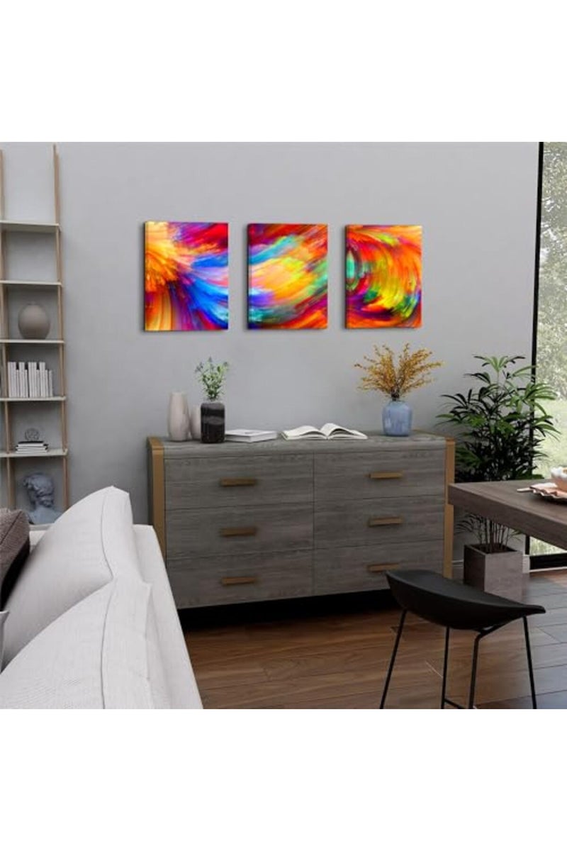 AREBOLO Colorful Abstract Wall Art Framed for Living Room Set of 3 - Image 5