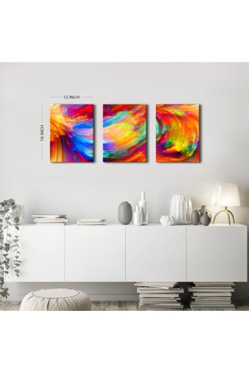 AREBOLO Colorful Abstract Wall Art Framed for Living Room Set of 3 - Image 3