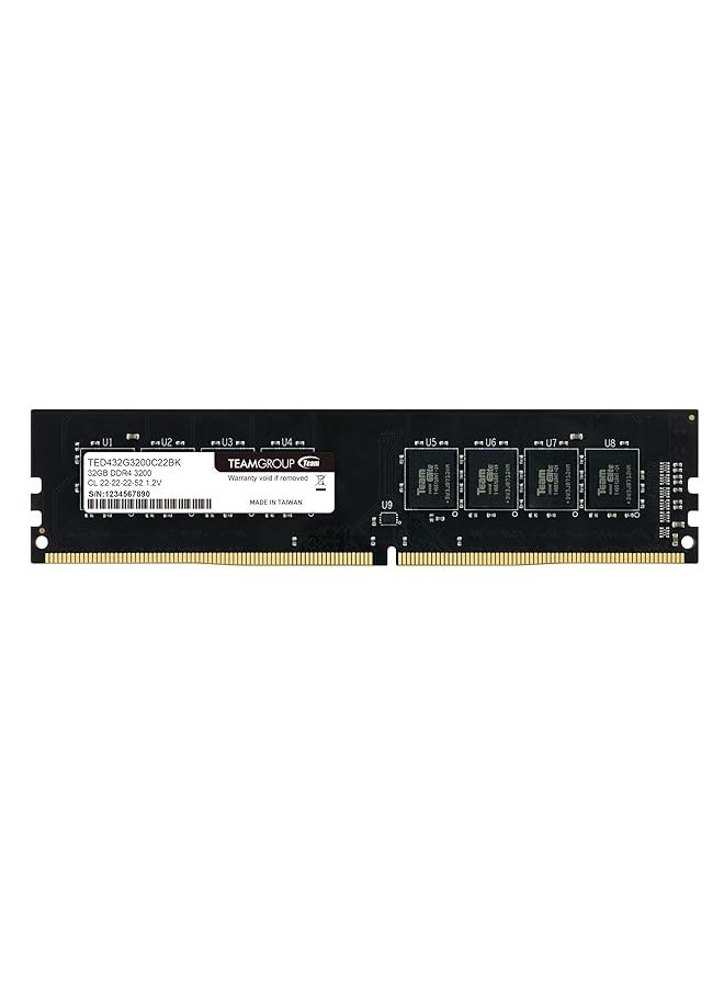TeamGroup - Elite Ddr4 32Gb Single 1 X 32Gb 3200Mhz Pc4 25600 Cl22 Unbuffered Non Ecc 1.2V Udimm 288 Pin Pc Computer Desktop Memory Module Ram Upgrade Ted432G3200C2201 - Image 1
