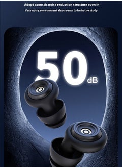 50dB Noise Reduction Protective Earplugs, Sound Isolating and Anti-Interference for Sleeping and Reading, Made of Soft and Flexible Liquid Silicone, Reusable (Black)