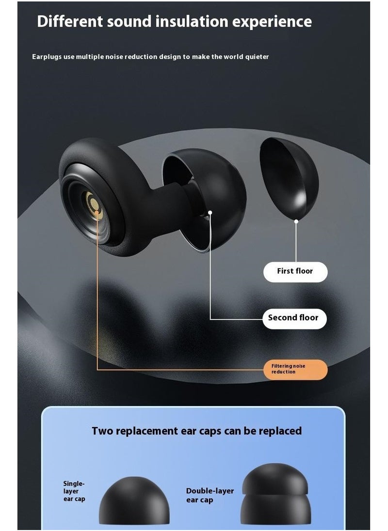 Generic - 50dB Noise Reduction Protective Earplugs, Sound Isolating and Anti-Interference for Sleeping and Reading, Made of Soft and Flexible Liquid Silicone, Reusable (Black) - Image 1
