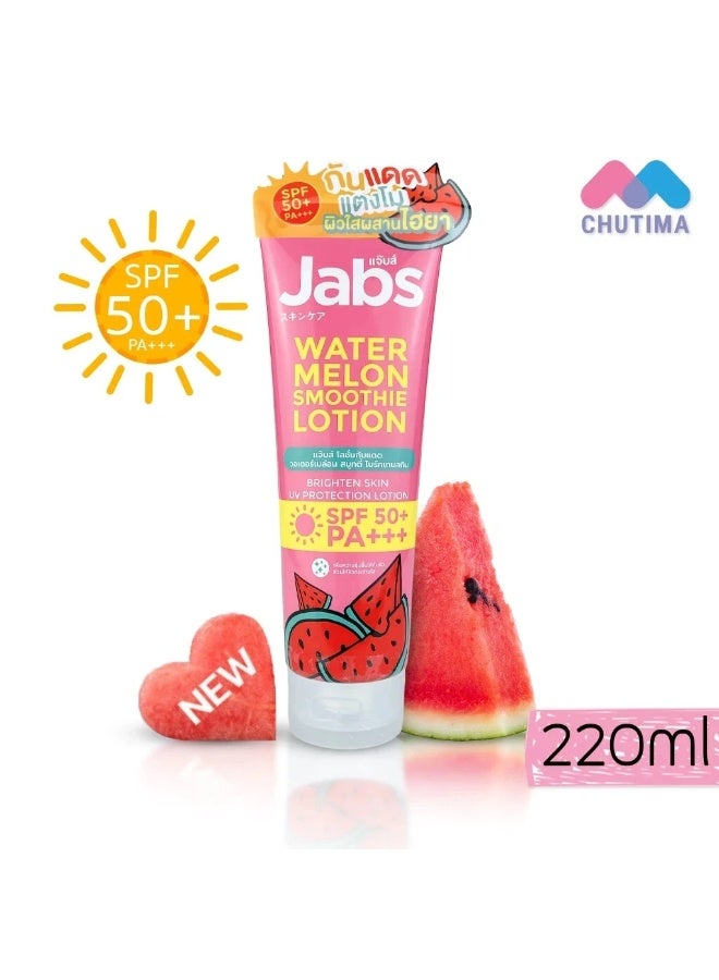 Jabs Sunscreen Lotion Watermelon Smoothie – Brightening & UV Protection SPF50+ PA+++, 220ml - Image 1