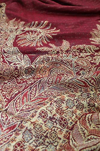 Achillea Soft Silky Reversible Paisley Pashmina Shawl Wrap Scarf w/Fringes (Big Paisley Burgundy) - Image 5
